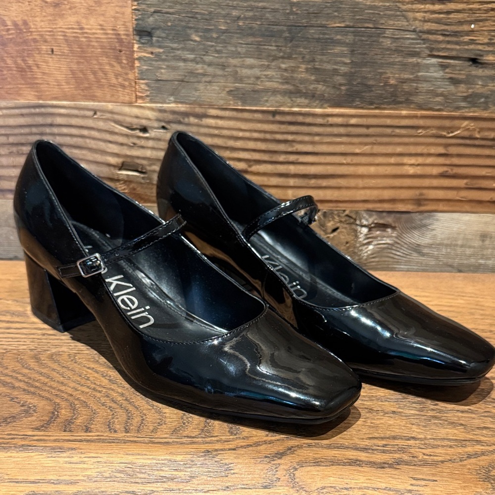 Calvin Klein Black Patent Mary Jane Heels